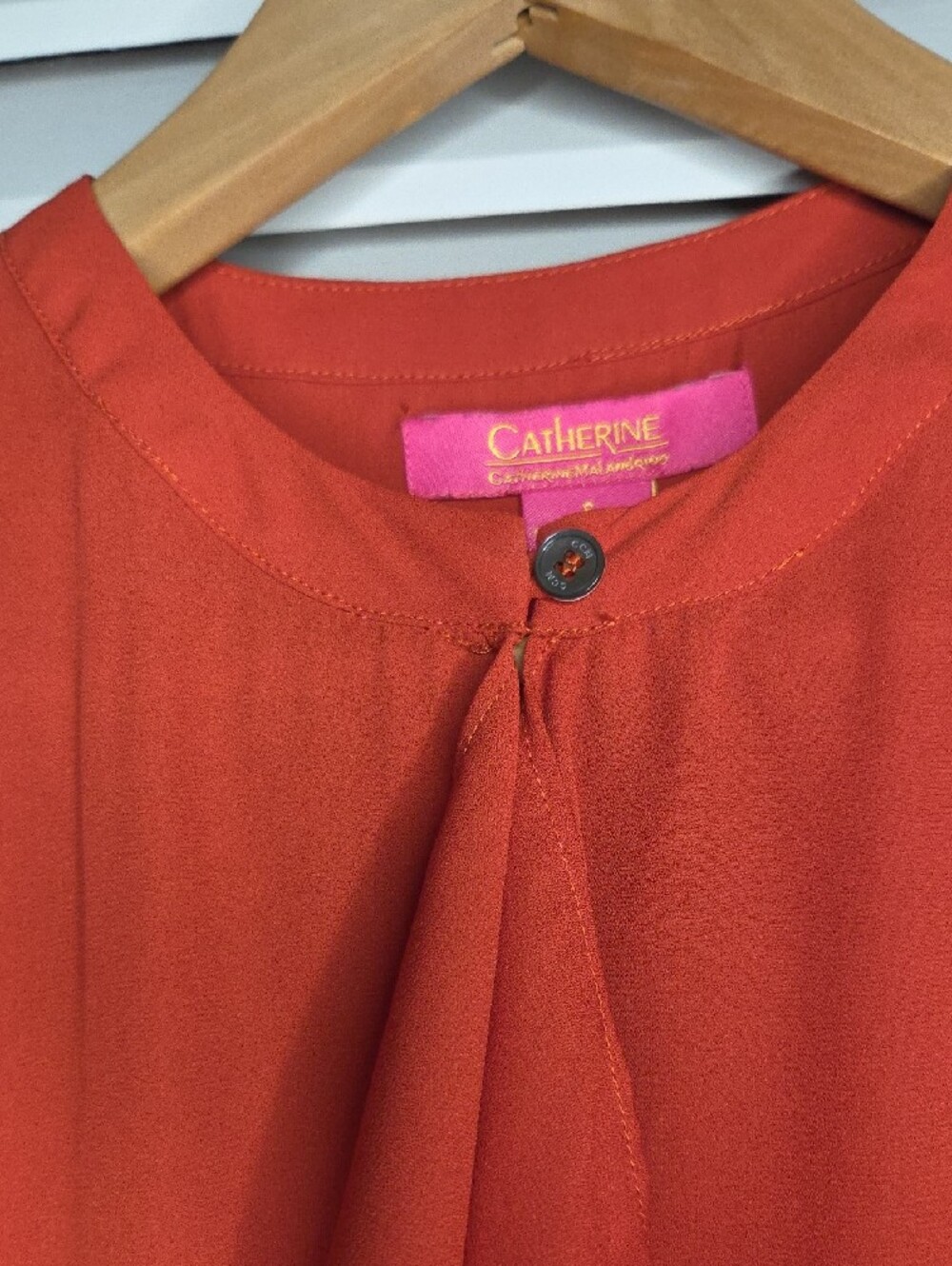 Catherines Rust Orange Ruffle Front Blouse - Picture 5 of 9
